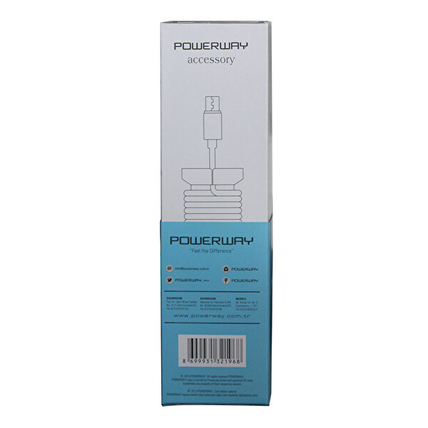 Powerway CX09 Micro USB Hızlı Şarj Kablosu Örgülü 1.1 M Şarj Kablosu Mavi