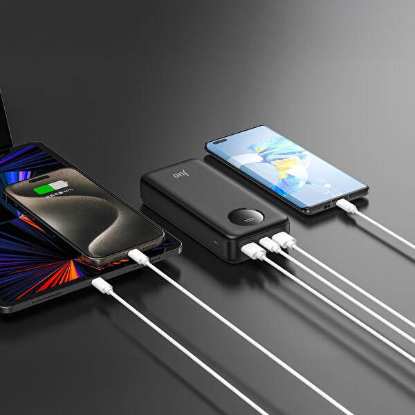 Juo JLP220-B 20000 mAh 22.5W Dijital Led Ekranlı Taşınabilir Hızlı Şarj Cihazı Powerbank Siyah