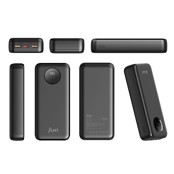 Juo JLP220-B 20000 mAh 22.5W Dijital Led Ekranlı Taşınabilir Hızlı Şarj Cihazı Powerbank Siyah