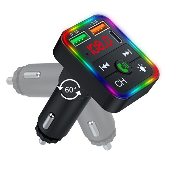 Concord C618 RGB Işıklı PD 18 - QC 3.1A Şarj Oynar Başlıklı Bluetooth 5.1V Fm Transmitter