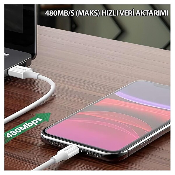 NPO UTL02 60 W 20 CM TPE USB to Lightning Hızlı Şarj ve Data Kablosu Beyaz 2 Adet