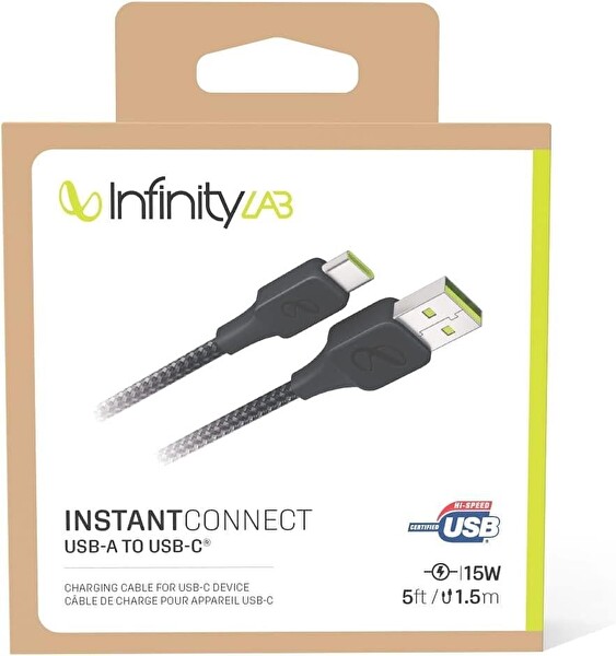 Infinity Lab InstantConnect USB-A USB-C 1.5 M Şarj Kablosu Siyah