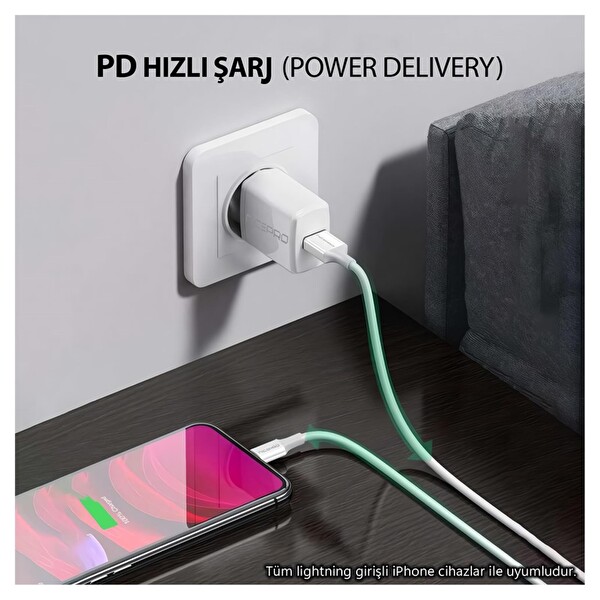 NPO UTL12 60W TPE USB to Lightning 1.2 M Hızlı Şarj ve Data Kablosu Beyaz 4 Adet