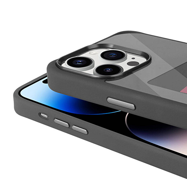 Senon Apple iPhone 14 Pro Max Ekranı Yansıtan Zore Akıllı NFC Kapak Siyah Kılıf