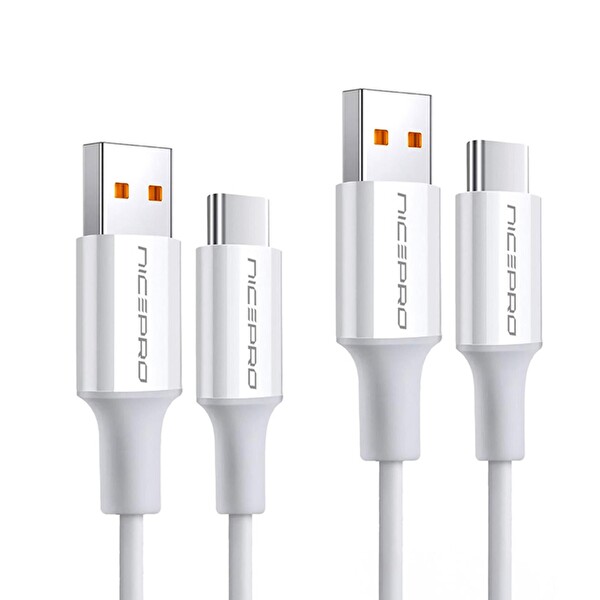 NPO UTC12 60W TPE USB to Type-C 1.2 M Hızlı Şarj ve Data Kablosu Beyaz 2 Adet
