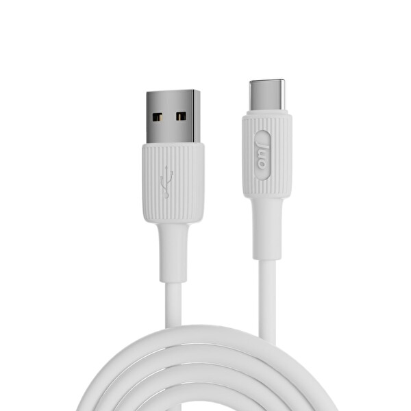 Juo JCBS121-W 12W USB-A to Type-C Silikon Hızlı Şarj ve Data Kablosu Beyaz 1 M