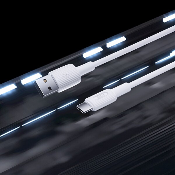 Juo JCBS121-W 12W USB-A to Type-C Silikon Hızlı Şarj ve Data Kablosu Beyaz 1 M