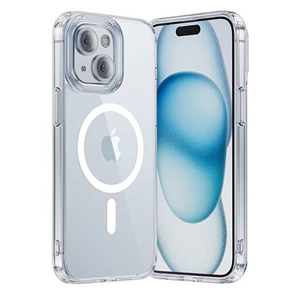 Newface iPhone 16 Pro Max Uyumlu Magsafe Köşe ve Kamera Korumalı Lüks Şeffaf Silikon
