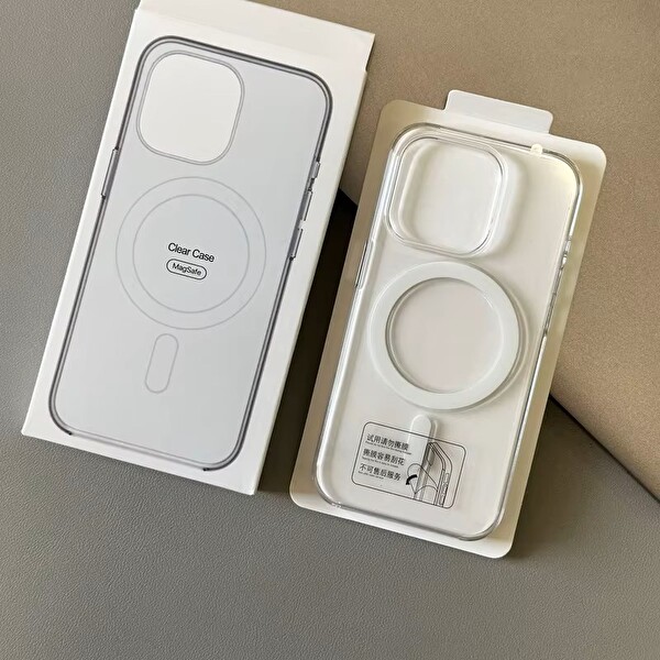 Newface iPhone 15 Pro Max Uyumlu Magsafe Köşe ve Kamera Korumalı Lüks Şeffaf Silikon