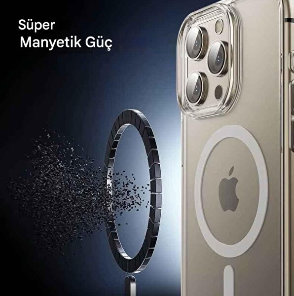 Newface iPhone 16 Uyumlu Magsafe Köşe ve Kamera Korumalı Lüks Şeffaf Silikon