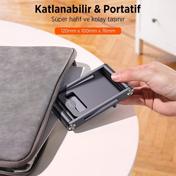 Juo Alüminyum Katlanabilir Metal Masaüstü Telefon Standı Uzay Grisi