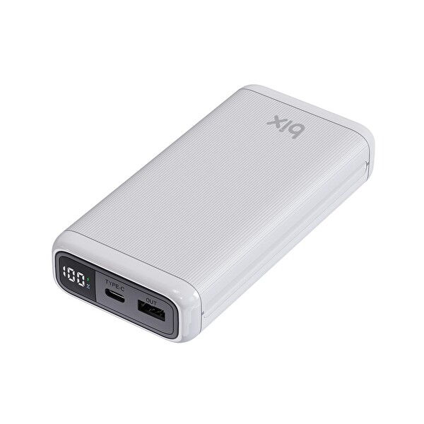 Bix 20000mAh USB-A 22.5W ve Type-C PD 20W Çift Çıkışlı LED Ekranlı Powerbank Beyaz BXPB204