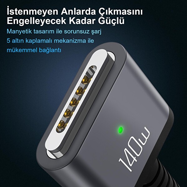 Bix 140W Type-C to Magsafe 3 Macbook Pro ve Macbook Air 13
