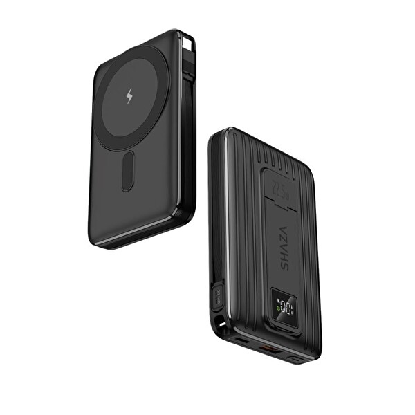 Shaza 10.000 mAh 22.5 W Magsafe Siyah Taşınabilir Şarj Cihazı