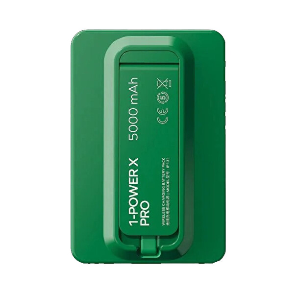 Momax 1-Power X Pro 5000 mAh Dahili USB-C Kablolu Manyetik Kablosuz Yeşil Powerbank