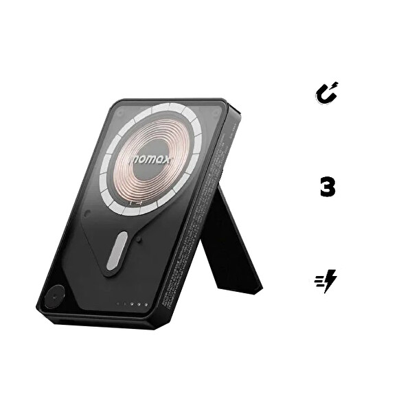 Momax 1-Power X Pro 5000 mAh Dahili USB-C Kablolu Manyetik Kablosuz Yeşil Powerbank