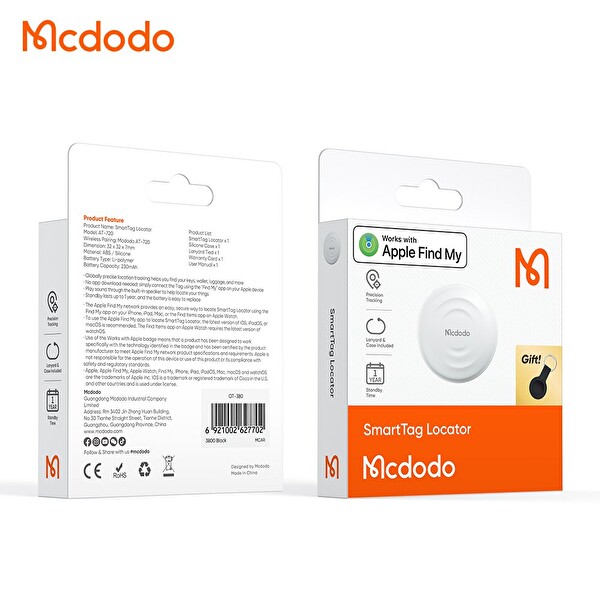Mcdodo AT-7200 Smartag Akıllı Takip Cihazı Beyaz