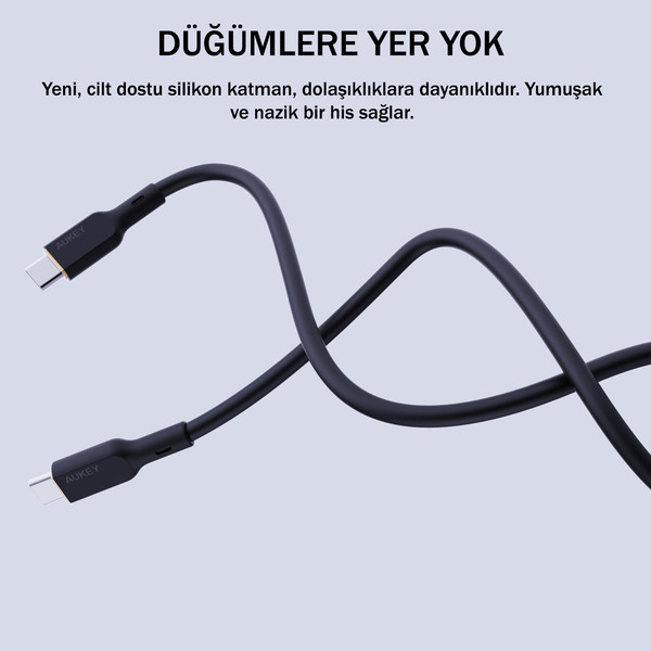 Aukey CB-SCC241-BK 240 W Silikon Type-C 1 M Kablo