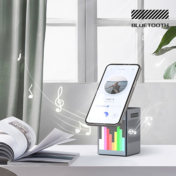Mioji Mio Cube 5 Saatli ve BT Hoparlörlü 5in1 Gri Telefon Tutucu