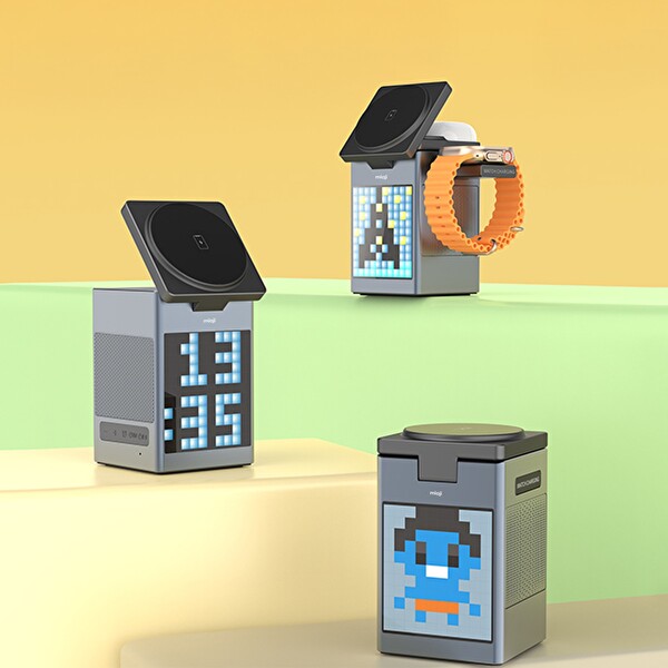 Mioji Mio Cube 5 Saatli ve BT Hoparlörlü 5in1 Gri Telefon Tutucu
