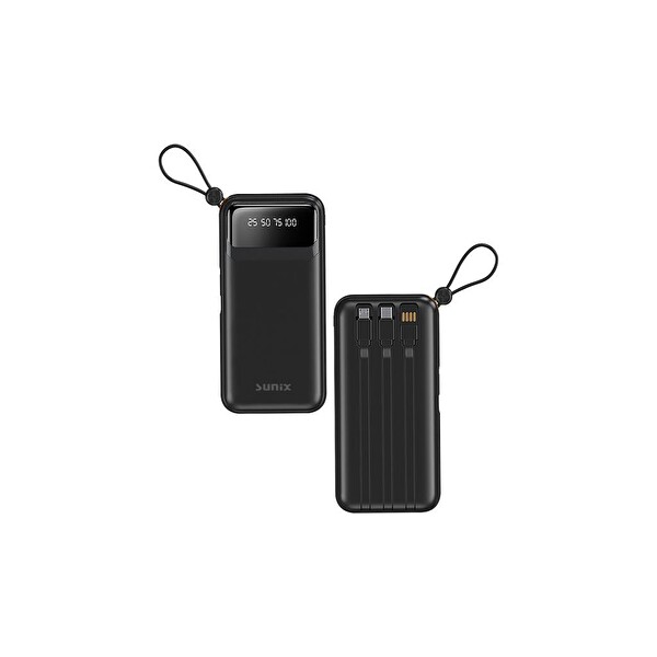 PB-120 Dijital Göstergeli Kendinden Kablolu 10.000 mAh Siyah Powerbank