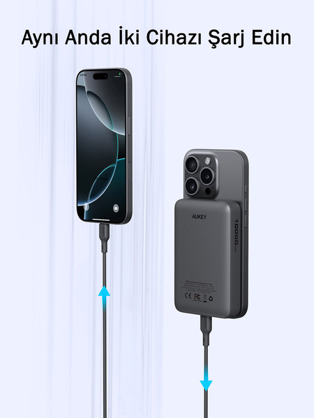 Aukey PB-MS04-GY MagSafe İnce 20W 10000 mAh Powerbank