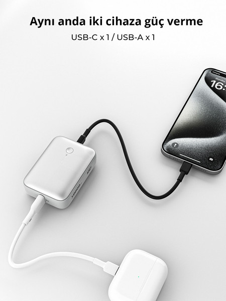 Aukey PB-Y55-WH 22.5W 10000 mAh Hızlı Şarj PD Type-C USB-A Powerbank