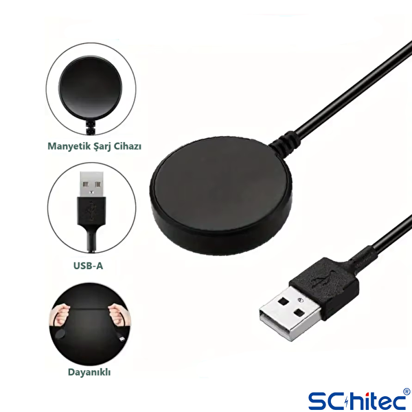 ScHitec Samsung Watch 4 - Watch 5 - Watch 6 Uyumlu UsbA Çıkışlı Fast Wireless Charge Hızlı Kablosuz Akıllı Saat Şarj Cihazı