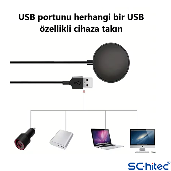 ScHitec Samsung Watch 4 - Watch 5 - Watch 6 Uyumlu UsbA Çıkışlı Fast Wireless Charge Hızlı Kablosuz Akıllı Saat Şarj Cihazı