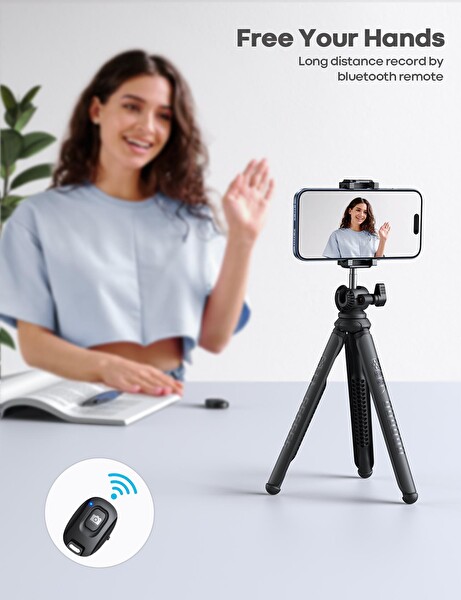 Lamicall STTP02 Cep Telefonu ve Kamera Uzaktan Kumandalı Selfie Çubugu Tripod