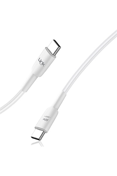 Linktech K604 Safe Type-C To Type-C 60 W 1 MT Beyaz Hızlı Şarj Kablosu