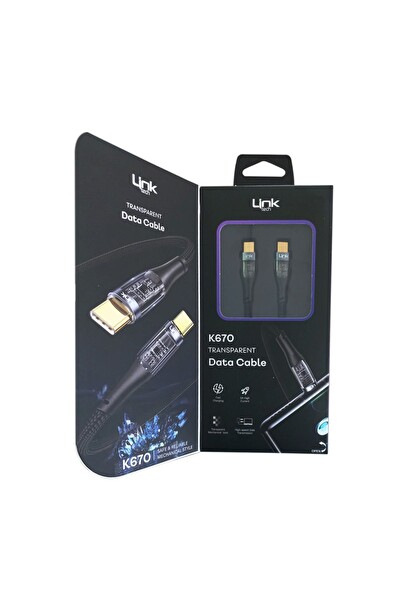 Linktech K670 Safe Type-C To Type-C 60w 1.3 M Örgü Şarj Kablosu