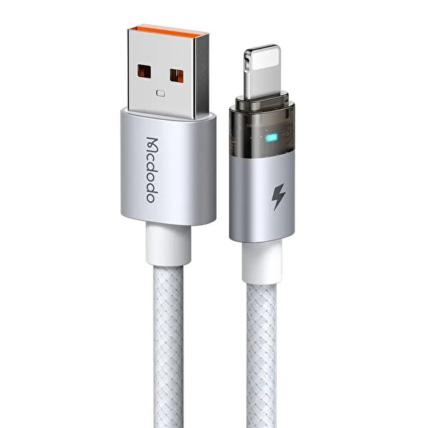 Mcdodo CA-6912 30W Işıklı USB iPhone 1.2 M Beyaz Şarj Data Kablosu
