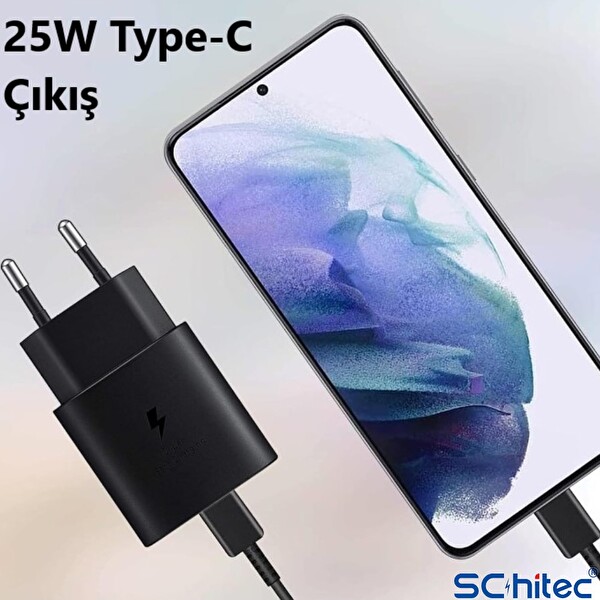ScHitec SR64 25W Type-C Çıkışlı Type-C to Type-C Kablolu Siyah Şarj Cihazı