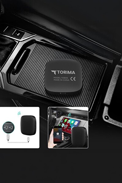 Torima TAB09 Mini Siyah Kablosuz Carplay 2GB+32GB USB ve Type-C Uyumlu Araç Multimedya Dönüştürücü Adaptörü
