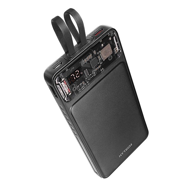 Hytech H120 QC3.0 PD20W LCD Şeffaf 18W 10000 mAh Siyah Taşınabilir Powerbank