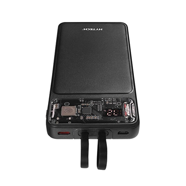 Hytech H120 QC3.0 PD20W LCD Şeffaf 18W 10000 mAh Siyah Taşınabilir Powerbank