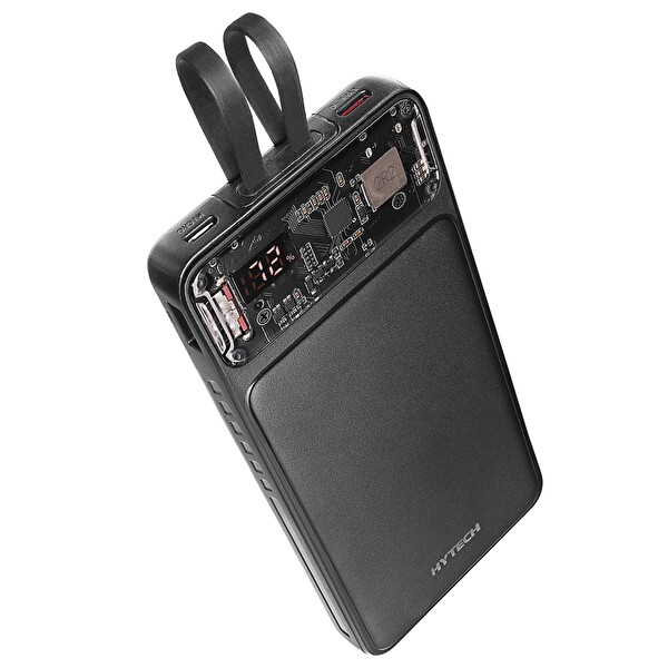 Hytech H120 QC3.0 PD20W LCD Şeffaf 18W 10000 mAh Siyah Taşınabilir Powerbank