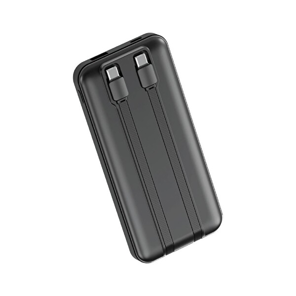 Dexim DCA0067 W3 10.000 mAh Type-C Lightning Entegre Kablolu LED Göstergeli Siyah Powerbank