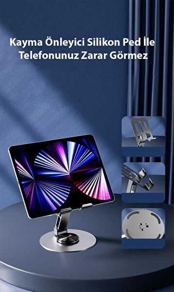 ZHL Tools 720 Derece Ayarlanabilir Alüminyum Telefon Tablet Standı Mor