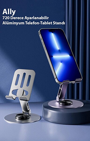 ZHL Tools 720 Derece Ayarlanabilir Alüminyum Telefon Tablet Standı Mor