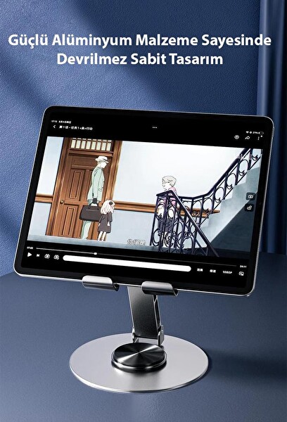 ZHL Tools 720 Derece Ayarlanabilir Alüminyum Telefon Tablet Standı Mor