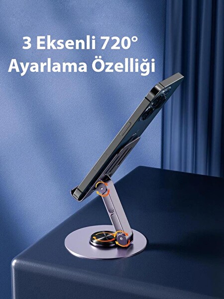 ZHL Tools 720 Derece Ayarlanabilir Alüminyum Telefon Tablet Standı Mor