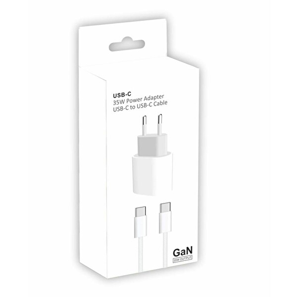 PDAteknoloji 35 W GaN Type-C Hızlı Şarj Adaptörü - 1 M Type-C to Type-C Kablo