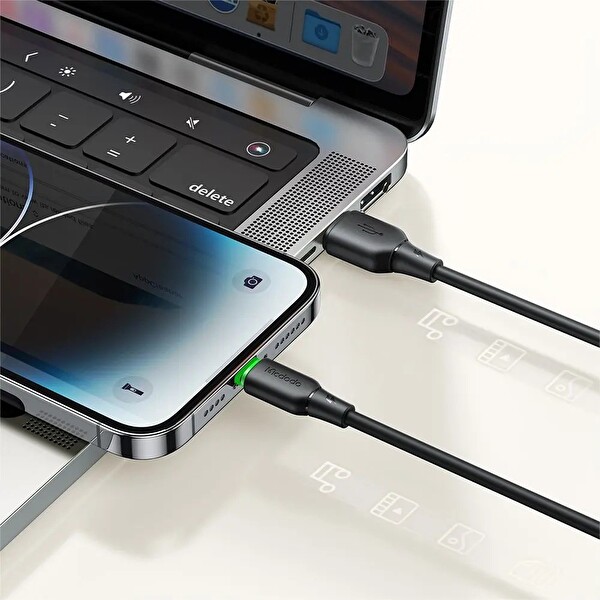 Mcdodo CA-4741 12W USB iPhone 120 CM Siyah Şarj Data Kablosu