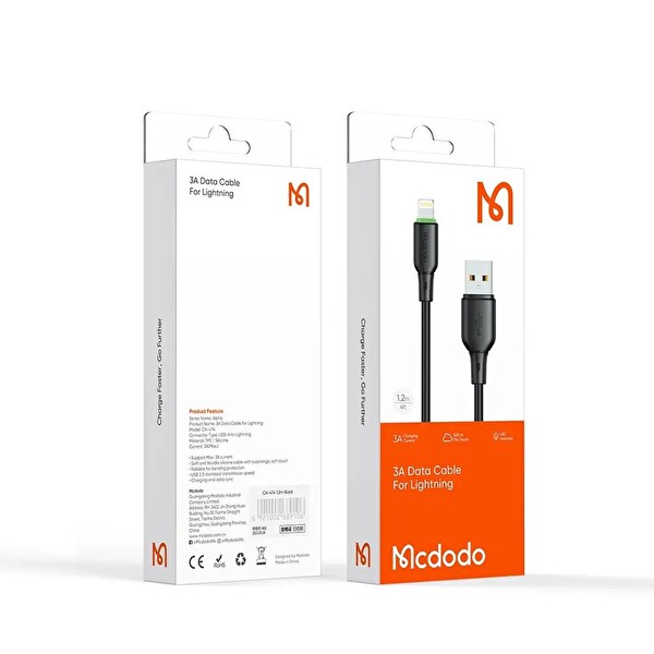 Mcdodo CA-4741 12W USB iPhone 120 CM Siyah Şarj Data Kablosu