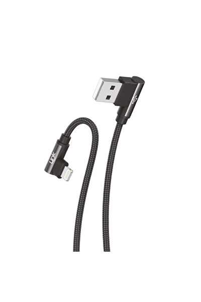Linktech K593 Safe Lightning USB 90 Derece Gamer Oyuncu Şarj Kablosu Gri