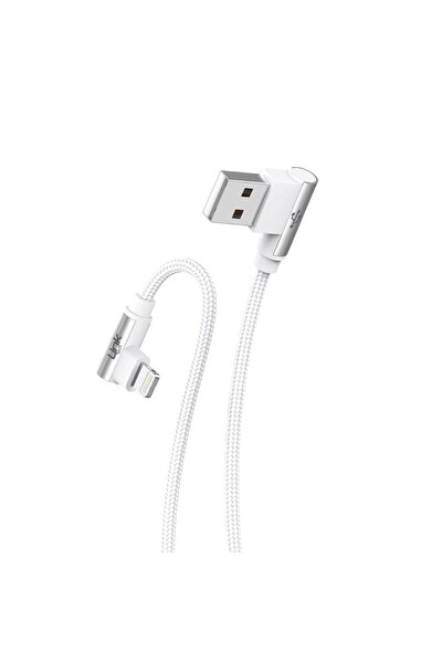Linktech K593 Safe Lightning USB 90 Derece Gamer Oyuncu Şarj Kablosu Gri