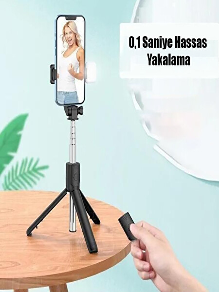 Alfa Uzaktan Kumandalı 70 CM Tripod iOS ve Android Uyumlu Siyah Selfie Çubuğu