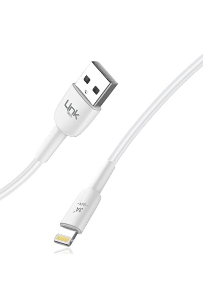 Linktech K606 USB Lightning 3A 2 M Şarj Kablosu Beyaz